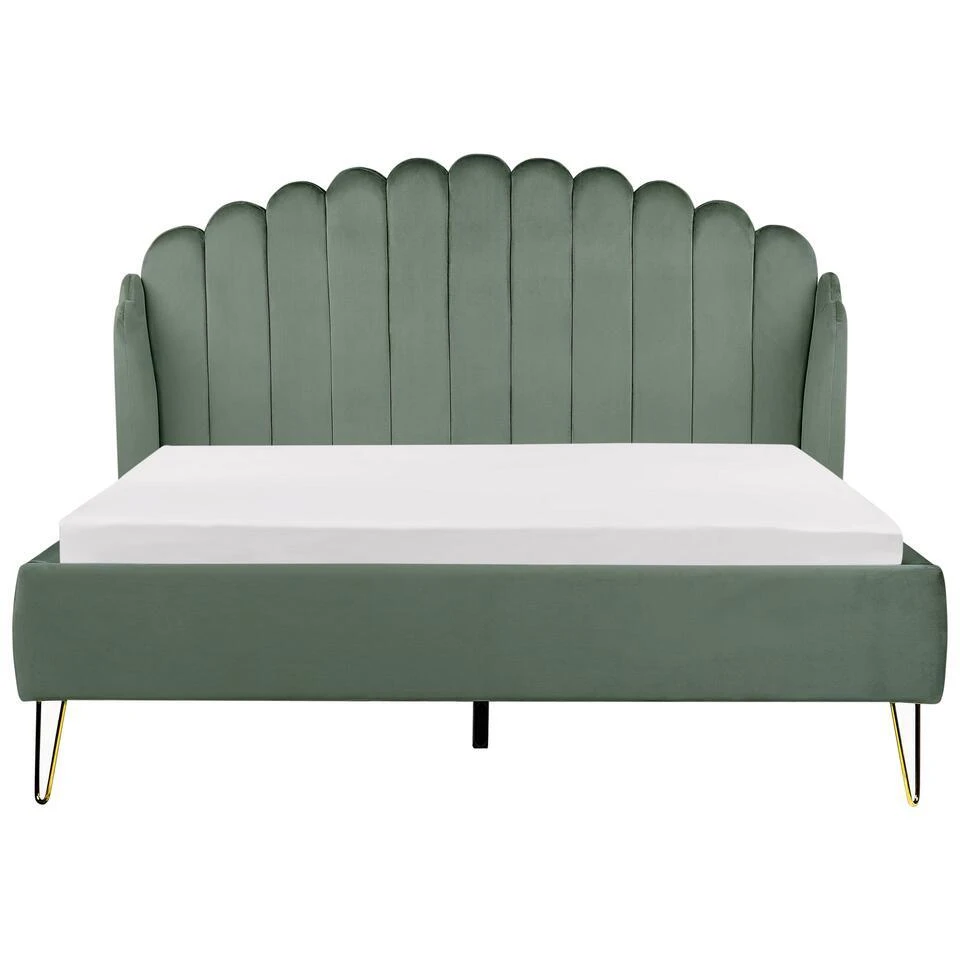 AMBILLOU - Tweepersoonsbed - Groen - 160 X 200 Cm - Fluweel 6 AMBILLOU - Tweepersoonsbed - Groen - 160 X 200 Cm - Fluweel - Afbeelding 6