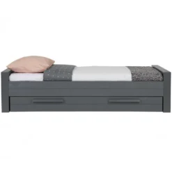 WOOOD Dennis Bed Incl.Bedlade/Lattenrol - Grenen - Staalgrijs -219x95