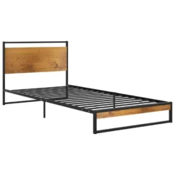 VidaXL - Bed Frame Met Hoofdeinde - Metaal En MDF - 90x200 Cm