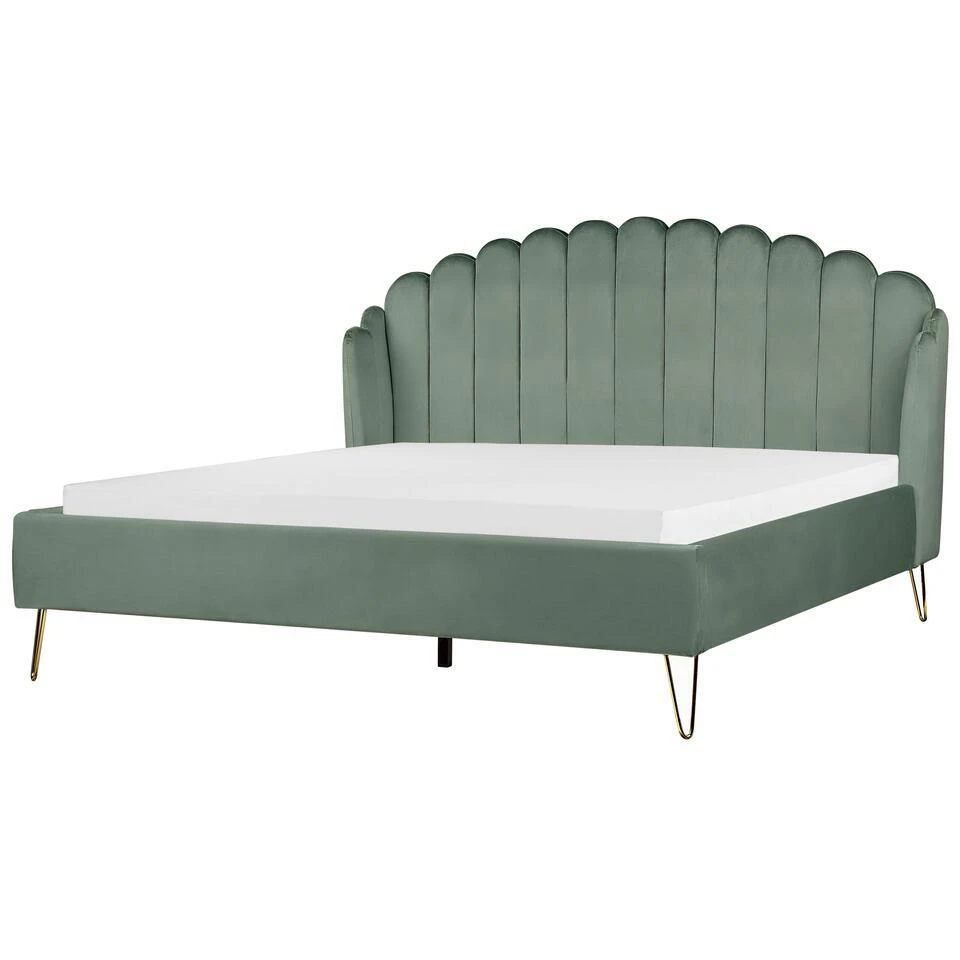 AMBILLOU - Tweepersoonsbed - Groen - 180 X 200 Cm - Fluweel 1 AMBILLOU - Tweepersoonsbed - Groen - 180 X 200 Cm - Fluweel