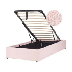 DINAN - Eenpersoonsbed - Roze - 90 X 200 Cm - Bouclé