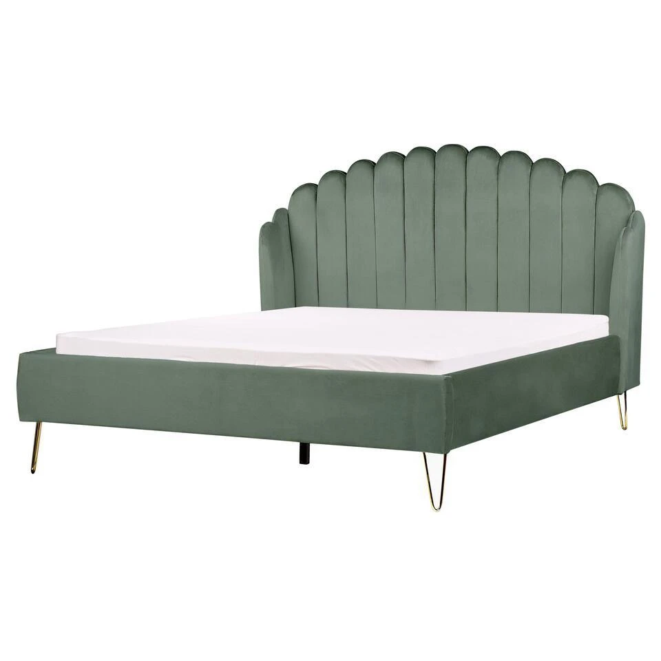 AMBILLOU - Tweepersoonsbed - Groen - 160 X 200 Cm - Fluweel 1 AMBILLOU - Tweepersoonsbed - Groen - 160 X 200 Cm - Fluweel