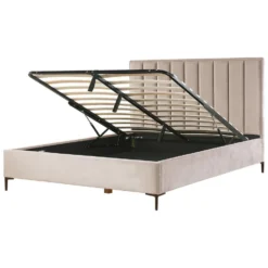 SEZANNE - Bed Met Opbergruimte - Taupe - 180 X 200 Cm - Fluweel