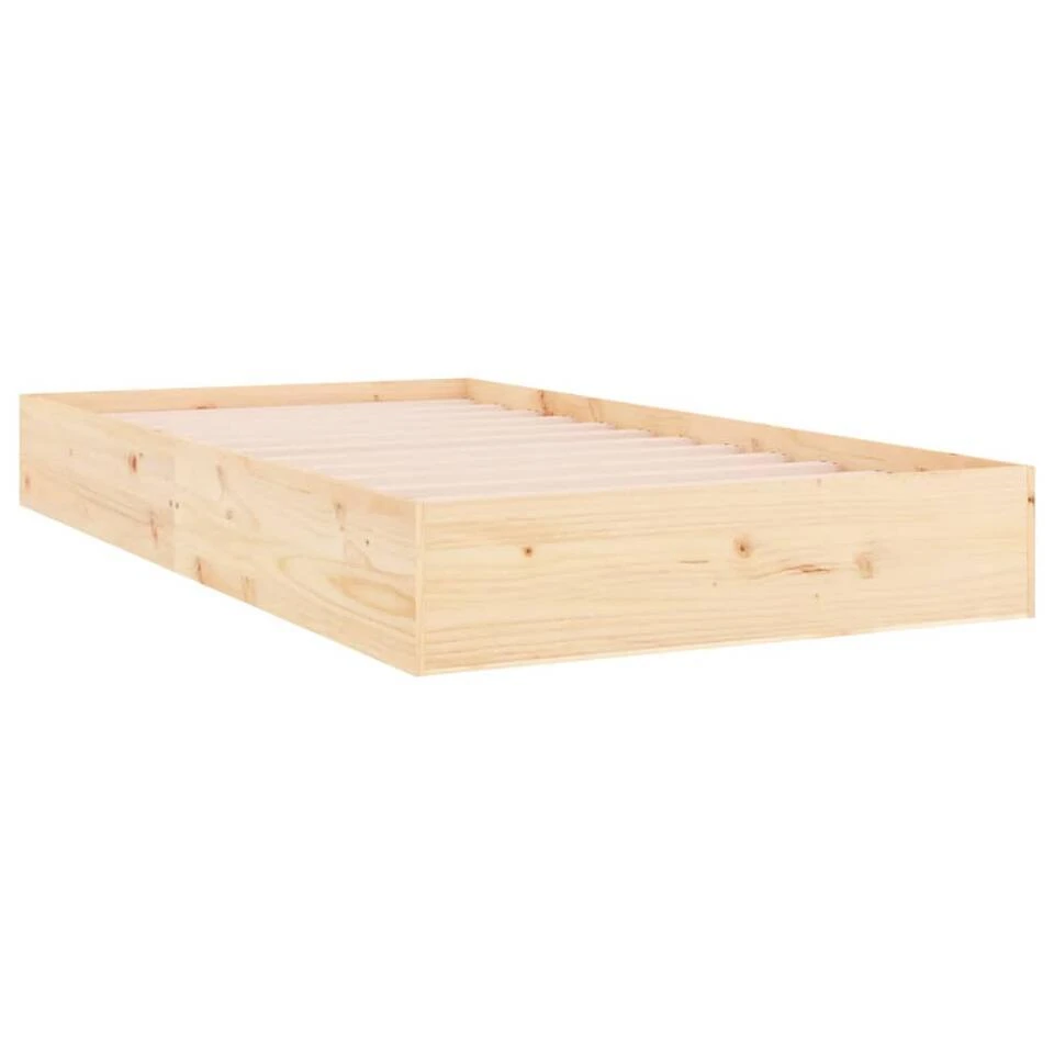 VidaXL - Bed Frame Pallet Met Lattenbodem - Naturel- Massief Hout - 90x200 Cm 1 VidaXL - Bed Frame Pallet Met Lattenbodem - Naturel- Massief Hout - 90x200 Cm