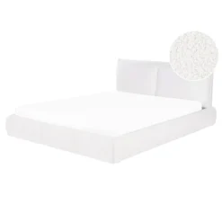 VINAY - Tweepersoonsbed - Wit - 160 X 200 Cm - Bouclé