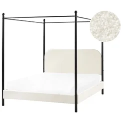 DANNEMOIS - Tweepersoonsbed - Gebroken Wit - 140x200 Cm - Bouclé