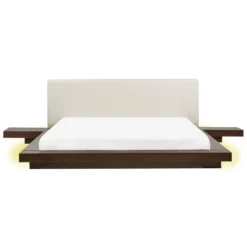 ZEN - Tweepersoonsbed LED - Donkere Houtkleur - 180 X 200 Cm - MDF