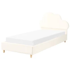 BELLEVUE - Eenpersoonsbed - Lichtbeige - 90 X 200 Cm - Fluweel