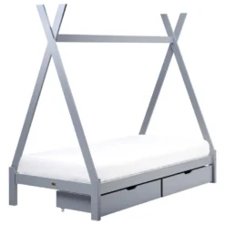 DEVAY - Kinderbed Met Opbergruimte - Grijs - 90 X 200 Cm - Grenenhout