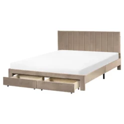 LONZAC - Bed Met Opbergruimte - Taupe - 160 X 200 Cm - Fluweel