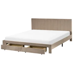 LONZAC - Bed Met Opbergruimte - Taupe - 180 X 200 Cm - Fluweel