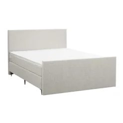 Boxspring Met Voetbord Liv Egaal - Ecru - 160x200 Cm - Slanke Poot -VIDAXL Winkel 12848552 0300