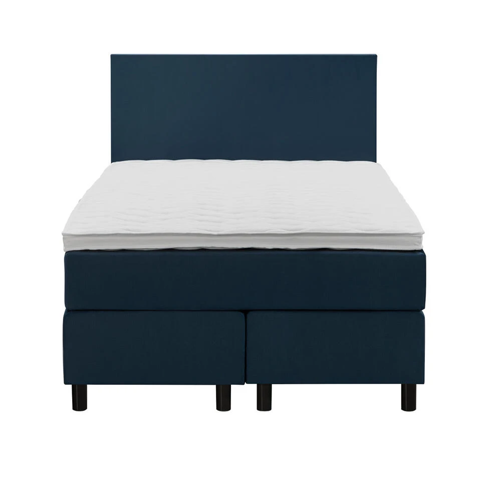 Boxspring Liv Egaal - Blauw - 120x200 Cm - Ronde Poot 2 Boxspring Liv Egaal - Blauw - 120x200 Cm - Ronde Poot - Afbeelding 2
