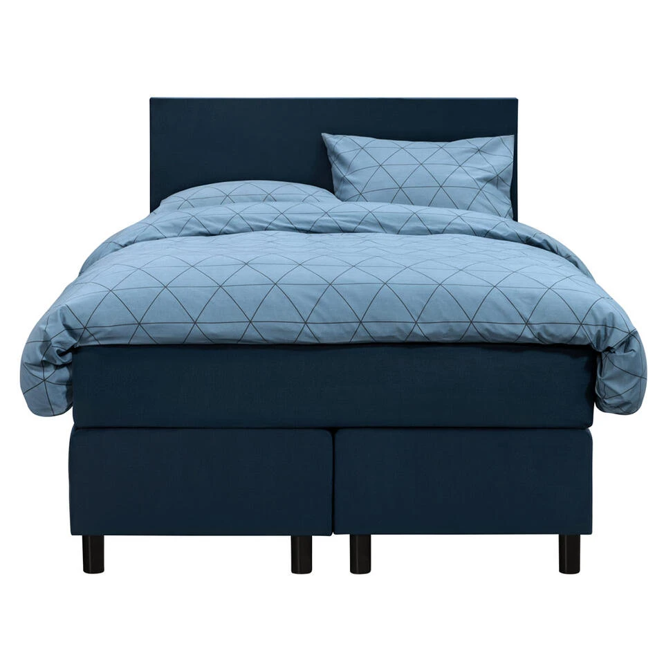 Boxspring Liv Egaal - Blauw - 120x200 Cm - Ronde Poot 1 Boxspring Liv Egaal - Blauw - 120x200 Cm - Ronde Poot