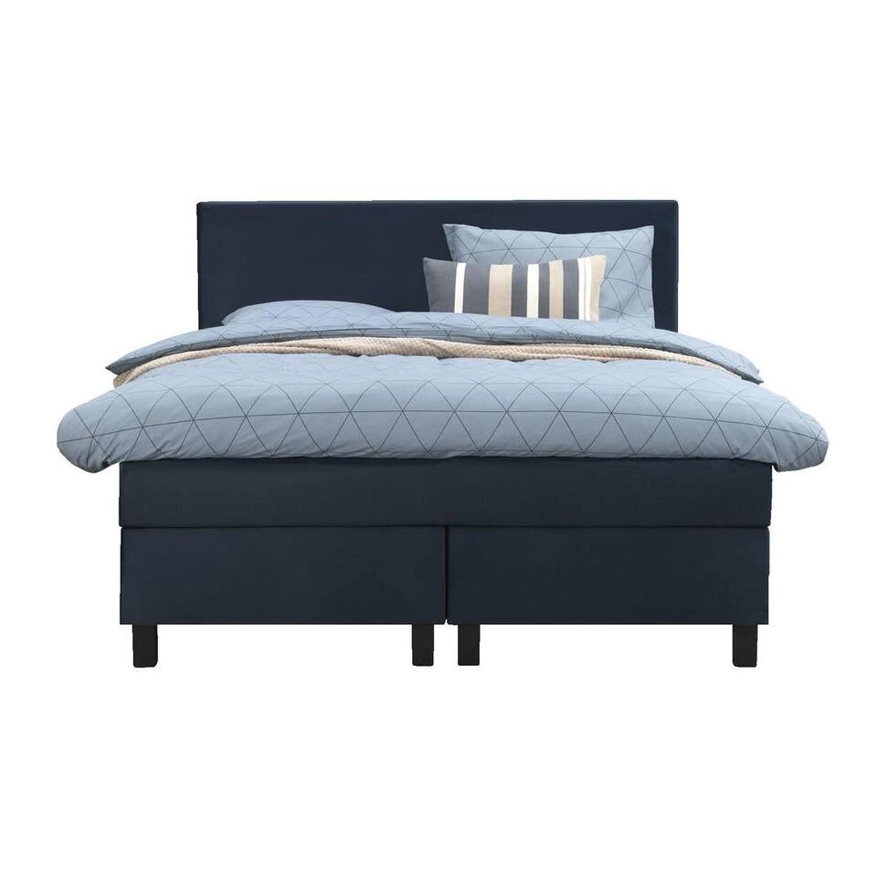 Boxspring Liv Egaal - Blauw - 140x200 Cm - Vierkante Poot 1 Boxspring Liv Egaal - Blauw - 140x200 Cm - Vierkante Poot