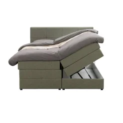 Boxspring Met Opbergruimte Liv Geblokt - Groen - 160x200 Cm