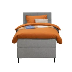 Boxspring Liv Geblokt - Lichtgrijs - 90x200 Cm - Slanke Poot