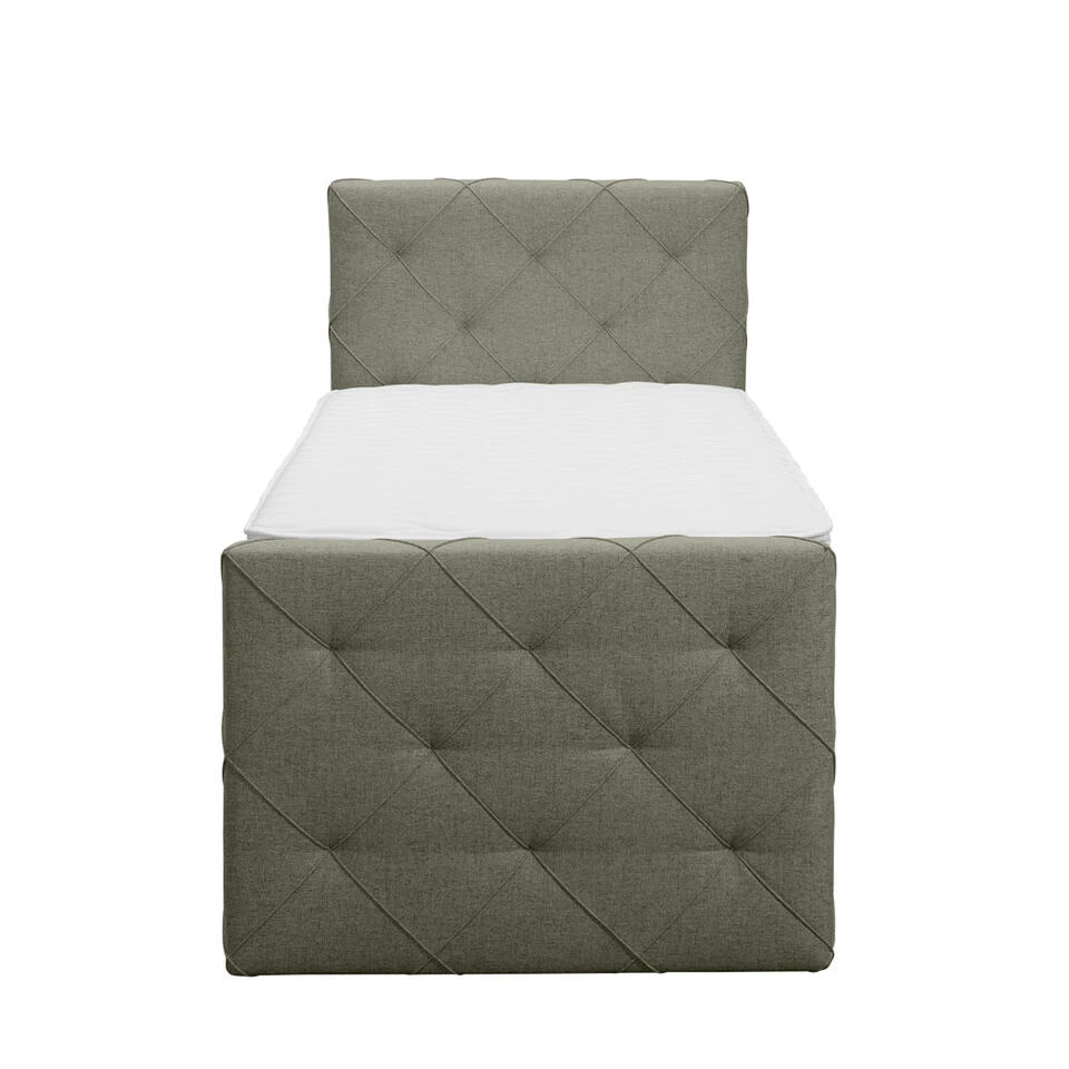 Boxspring Met Voetbord Liv Geruit - Groen - 90x200 Cm - Ronde Poot 4 Boxspring Met Voetbord Liv Geruit - Groen - 90x200 Cm - Ronde Poot - Afbeelding 4