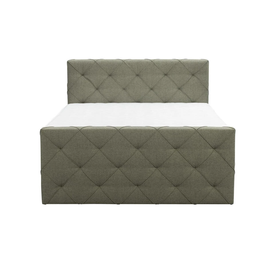 Boxspring Met Voetbord Liv Geruit - Groen - 160x200 Cm - Vierkante Poot 2 Boxspring Met Voetbord Liv Geruit - Groen - 160x200 Cm - Vierkante Poot - Afbeelding 2