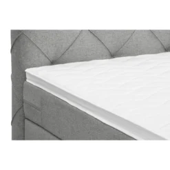 Boxspring Met Voetbord Liv Geruit - Lichtgrijs - 180x200 Cm - Ronde Poot -VIDAXL Winkel 12849350 9001