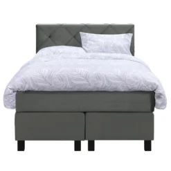 Boxspring Liv Geruit - Grijs - 120x200 Cm - Vierkante Poot