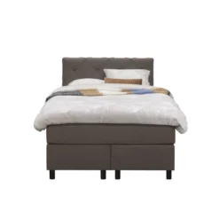 Boxspring Liv Geruit - Donkerbruin - 120x200 Cm - Ronde Poot
