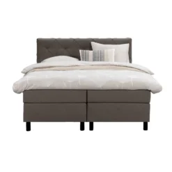 Boxspring Liv Geruit - Donkerbruin - 160x200 Cm - Ronde Poot