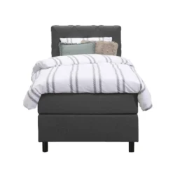 Boxspring Liv Geruit - Antraciet - 90x200 Cm - Ronde Poot