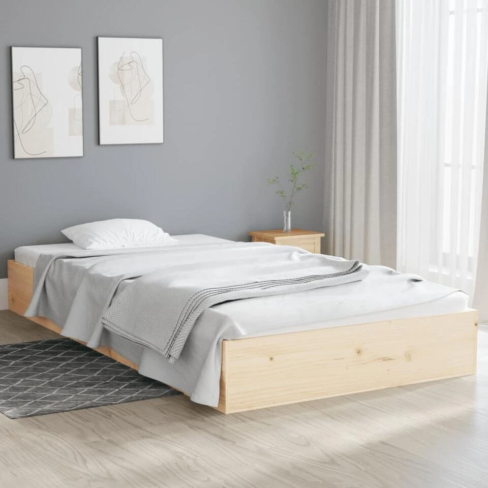 VidaXL - Bed Frame Pallet Met Lattenbodem - Naturel- Massief Hout - 90x200 Cm 2 VidaXL - Bed Frame Pallet Met Lattenbodem - Naturel- Massief Hout - 90x200 Cm - Afbeelding 2