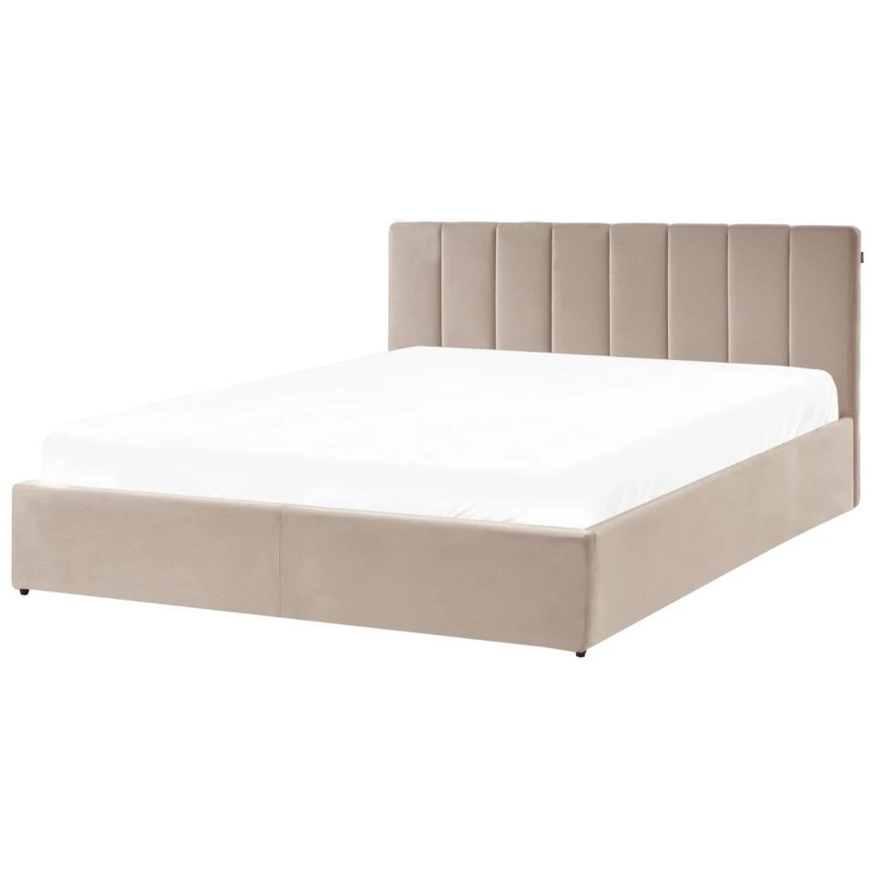 DREUX - Bed Met Opbergruimte - Taupe - 180 X 200 Cm - Fluweel 6 DREUX - Bed Met Opbergruimte - Taupe - 180 X 200 Cm - Fluweel - Afbeelding 6
