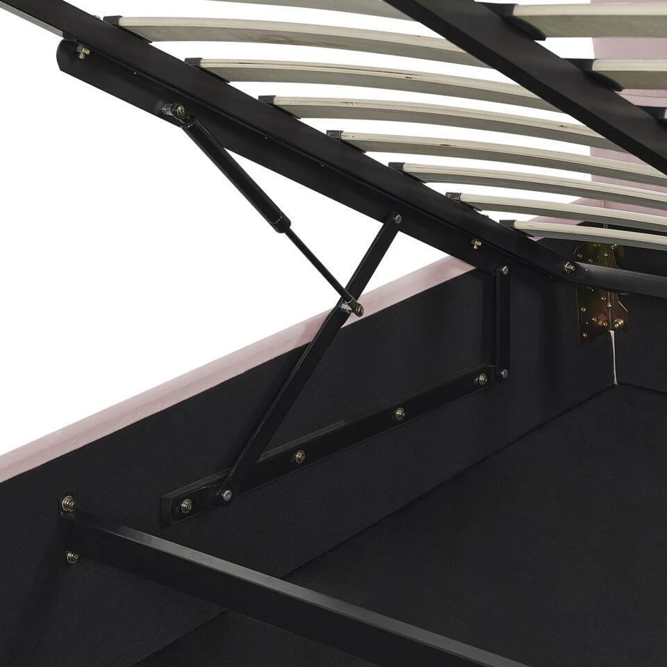 VINCENNES - Bed Met Opbergruimte - Roze - 180 X 200 Cm - Fluweel 11 VINCENNES - Bed Met Opbergruimte - Roze - 180 X 200 Cm - Fluweel - Afbeelding 11