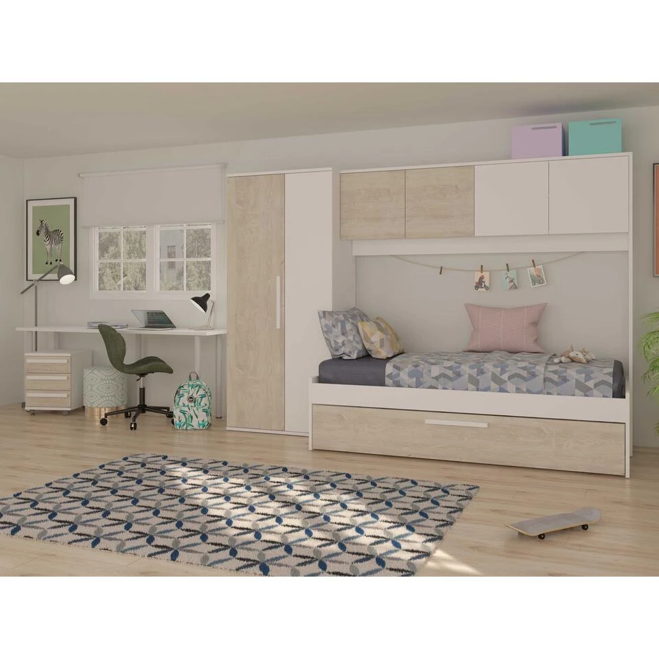 Bed Lev 90x200 Cm Met Kast En Bedlade - Grenen/wit 10 Bed Lev 90x200 Cm Met Kast En Bedlade - Grenen/wit - Afbeelding 10