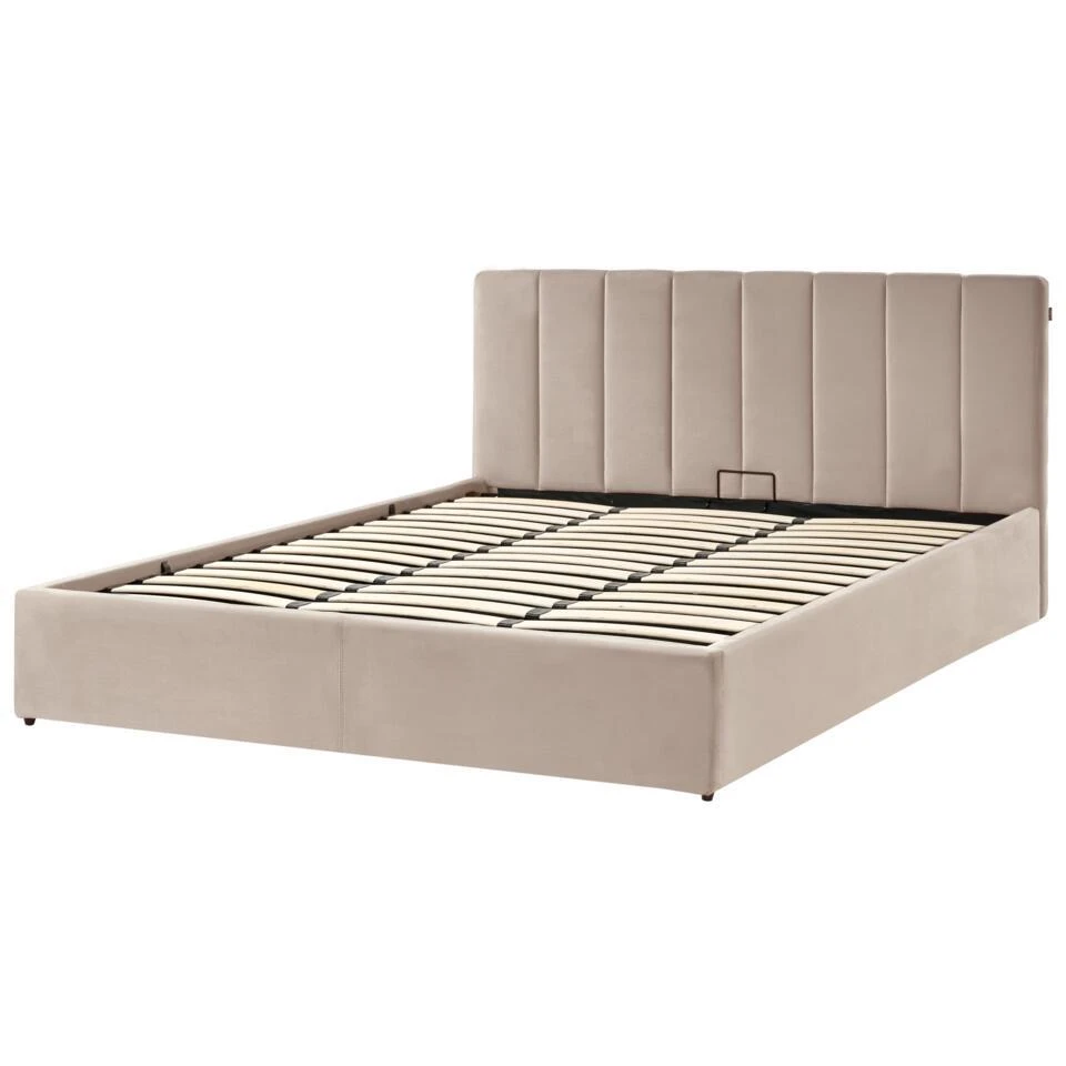 DREUX - Bed Met Opbergruimte - Taupe - 180 X 200 Cm - Fluweel 5 DREUX - Bed Met Opbergruimte - Taupe - 180 X 200 Cm - Fluweel - Afbeelding 5