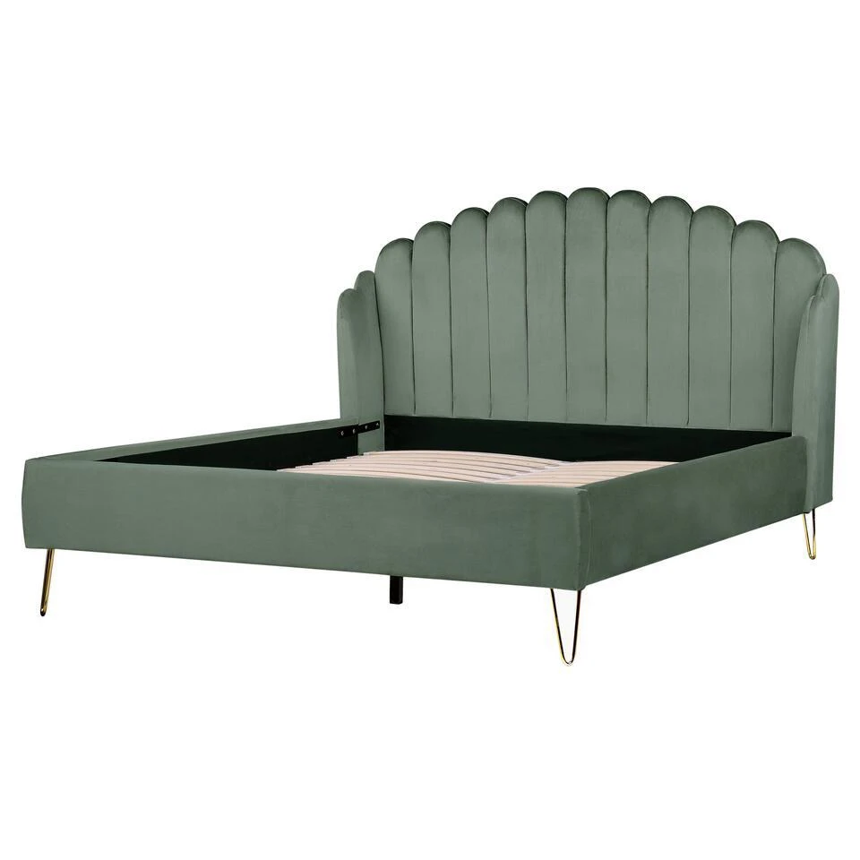 AMBILLOU - Tweepersoonsbed - Groen - 160 X 200 Cm - Fluweel 5 AMBILLOU - Tweepersoonsbed - Groen - 160 X 200 Cm - Fluweel - Afbeelding 5