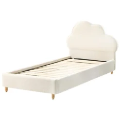 BELLEVUE - Eenpersoonsbed - Gebroken Wit - 90 X 200 Cm - Bouclé -VIDAXL Winkel 4fc157158b32423b992b324c22591747