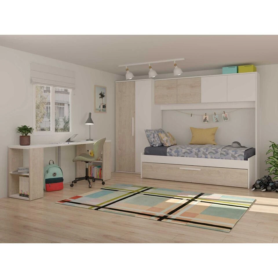 Bed Lev 90x200 Cm Met Kast En Bedlade - Grenen/wit 2 Bed Lev 90x200 Cm Met Kast En Bedlade - Grenen/wit - Afbeelding 2