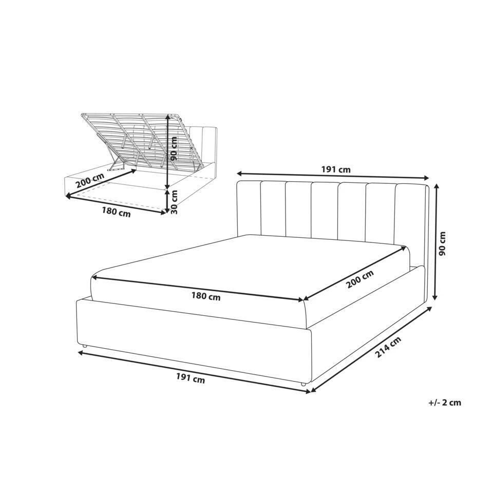 DREUX - Bed Met Opbergruimte - Taupe - 180 X 200 Cm - Fluweel 4 DREUX - Bed Met Opbergruimte - Taupe - 180 X 200 Cm - Fluweel - Afbeelding 4