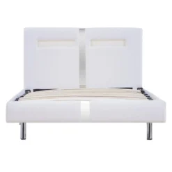 VidaXL - Bed Frame Met Hoofdeinde - LED - Wit -kunstleer - 90x200 Cm -VIDAXL Winkel 634bbbcab8c541fdae0a428577855893