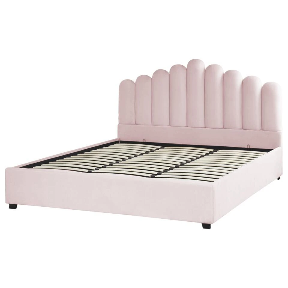 VINCENNES - Bed Met Opbergruimte - Roze - 180 X 200 Cm - Fluweel 9 VINCENNES - Bed Met Opbergruimte - Roze - 180 X 200 Cm - Fluweel - Afbeelding 9