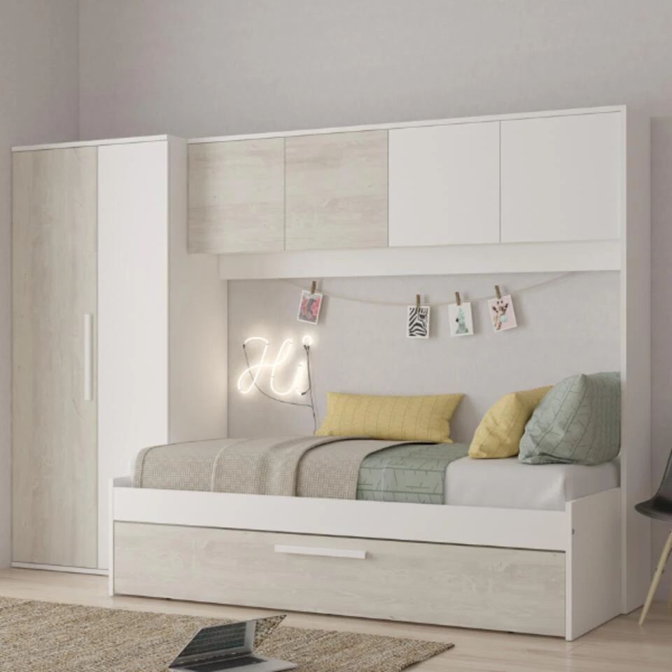 Bed Lev 90x200 Cm Met Kast En Bedlade - Grenen/wit 7 Bed Lev 90x200 Cm Met Kast En Bedlade - Grenen/wit - Afbeelding 7