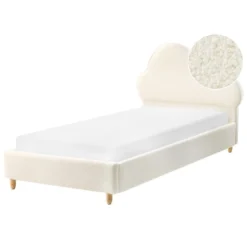 BELLEVUE - Eenpersoonsbed - Gebroken Wit - 90 X 200 Cm - Bouclé -VIDAXL Winkel a84f829309de4f86837c32472f442a96