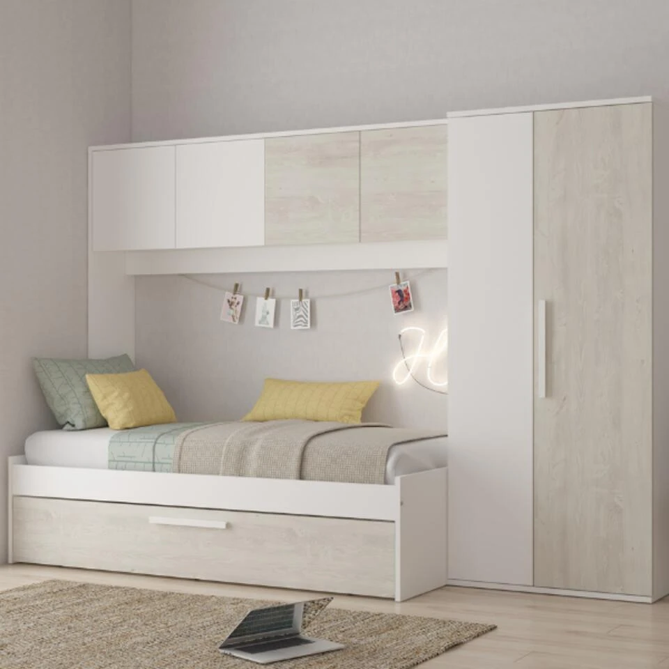 Bed Lev 90x200 Cm Met Kast En Bedlade - Grenen/wit 8 Bed Lev 90x200 Cm Met Kast En Bedlade - Grenen/wit - Afbeelding 8