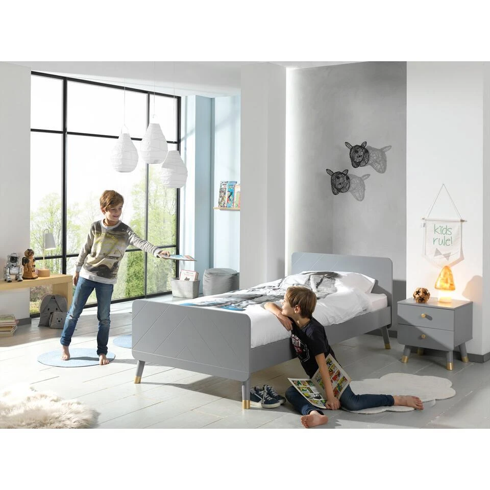 Bed Billy 90x200 - Grijs 2 Bed Billy 90x200 - Grijs - Afbeelding 2