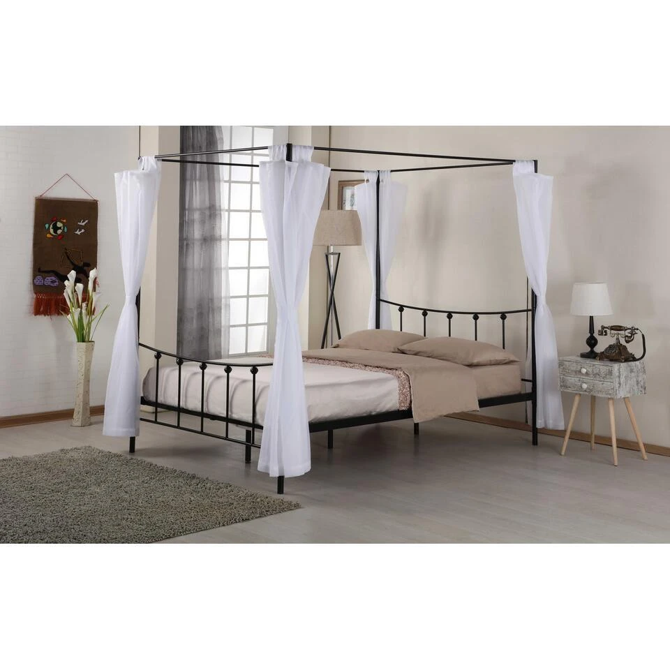 Hemelbed Amore Metaal 140x200 - Zwart 2 Hemelbed Amore Metaal 140x200 - Zwart - Afbeelding 2