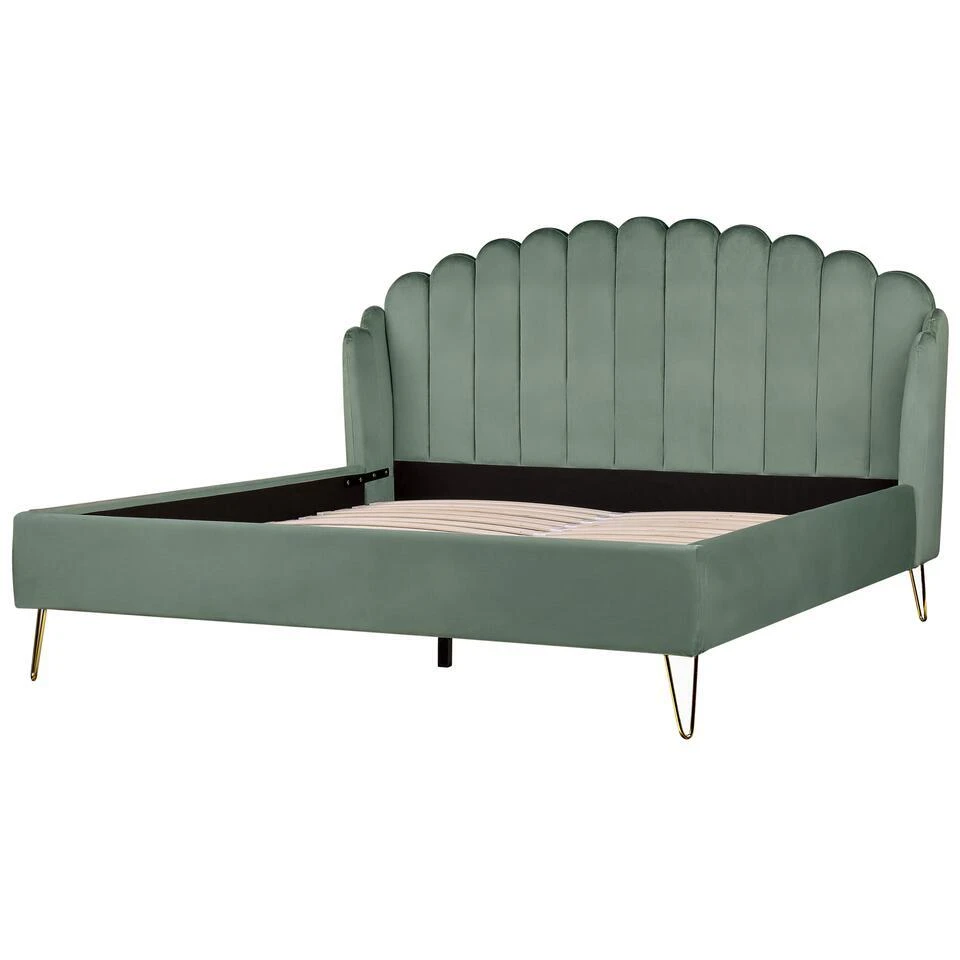 AMBILLOU - Tweepersoonsbed - Groen - 180 X 200 Cm - Fluweel 5 AMBILLOU - Tweepersoonsbed - Groen - 180 X 200 Cm - Fluweel - Afbeelding 5