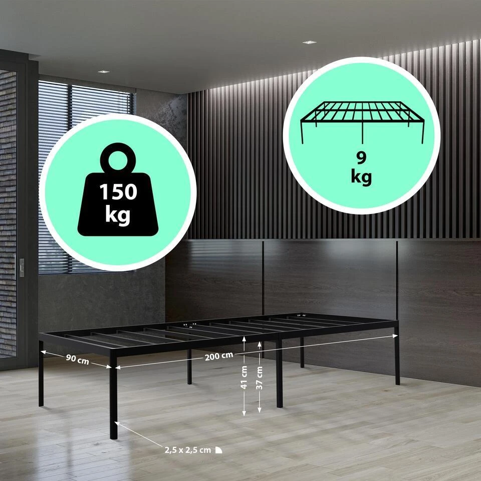 CLP Bed Hamlin 41x90x200 Cm - Zwart 2 CLP Bed Hamlin 41x90x200 Cm - Zwart - Afbeelding 2