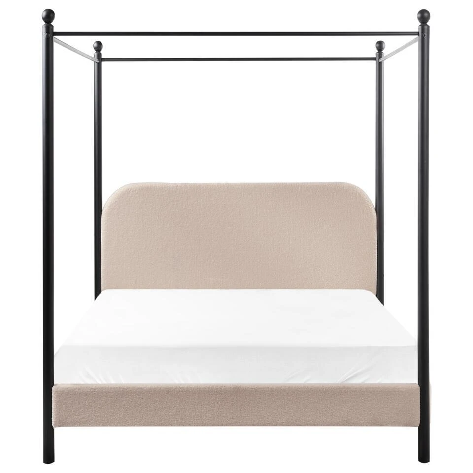 DANNEMOIS - Tweepersoonsbed - Taupe - 140x200 Cm - Bouclé 6 DANNEMOIS - Tweepersoonsbed - Taupe - 140x200 Cm - Bouclé - Afbeelding 6